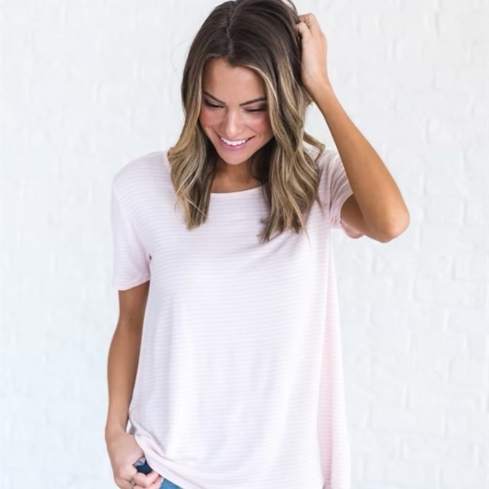 Baby pink striped t shirt